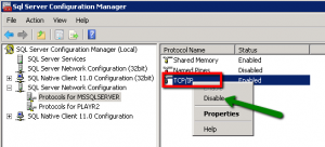 Disable TCP IP