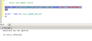 IGNORE_DUP_KEY : Informational Message